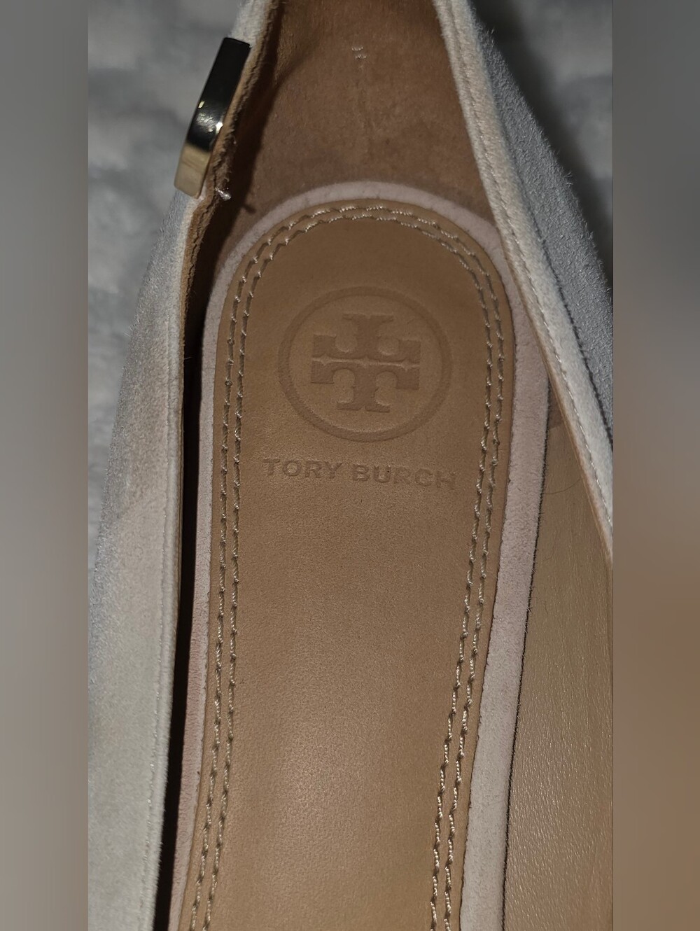 TORY BURCH Nude Elizabeth Suede Leather Pointed Toe Kitten Heel Pumps - Picture 13 of 13